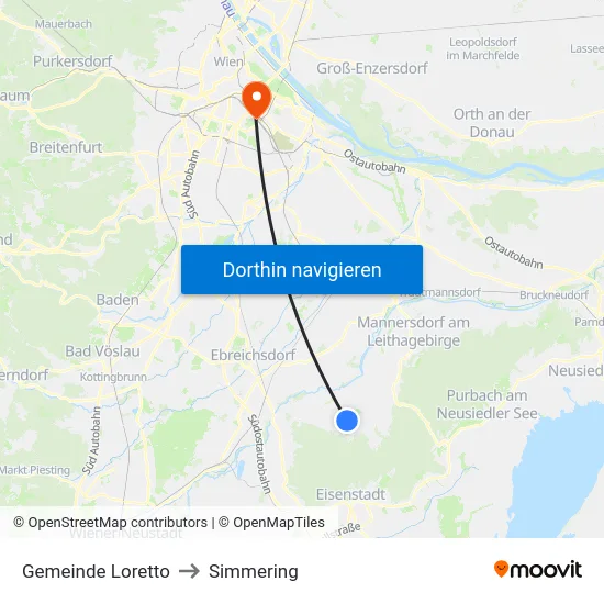 Gemeinde Loretto to Simmering map
