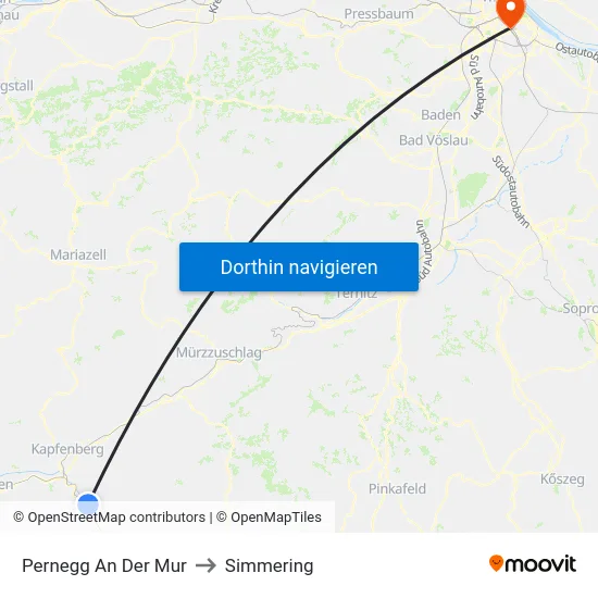 Pernegg An Der Mur to Simmering map