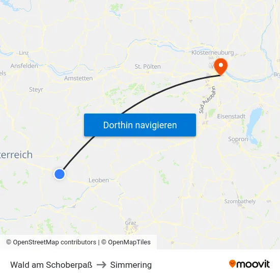 Wald am Schoberpaß to Simmering map