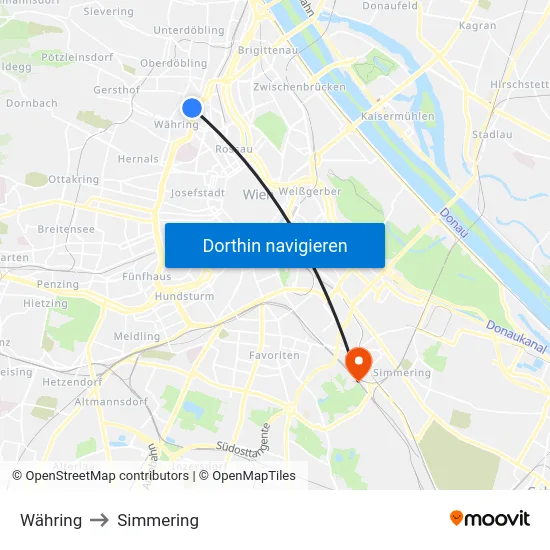 Währing to Simmering map
