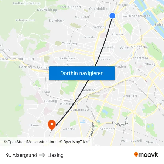 9., Alsergrund to Liesing map
