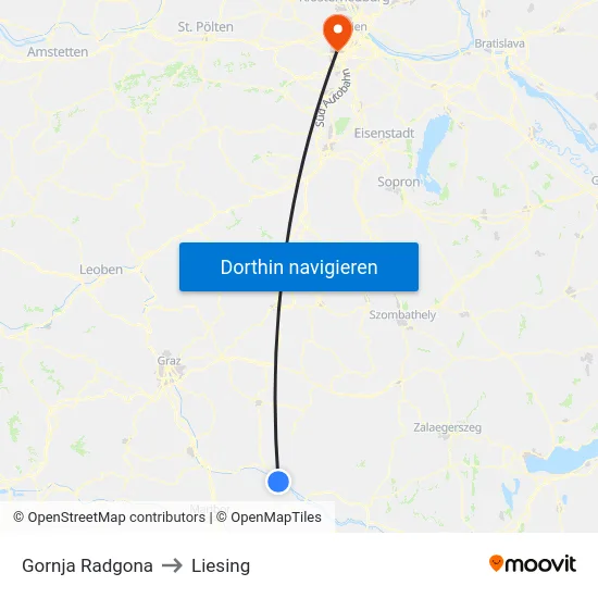 Gornja Radgona to Liesing map
