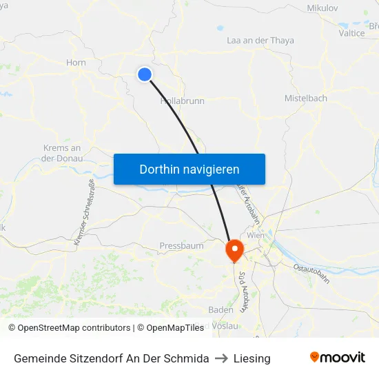 Gemeinde Sitzendorf An Der Schmida to Liesing map