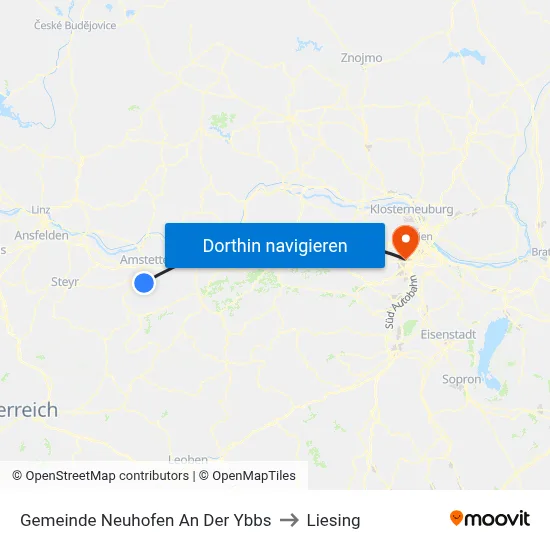 Gemeinde Neuhofen An Der Ybbs to Liesing map