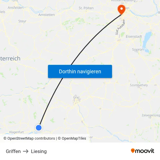 Griffen to Liesing map