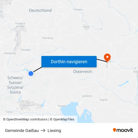 Gemeinde Gaißau to Liesing map