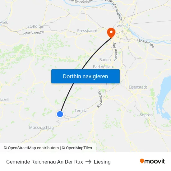 Gemeinde Reichenau An Der Rax to Liesing map