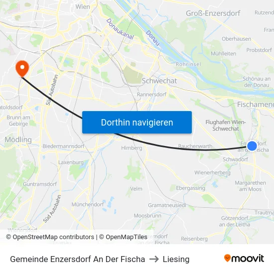 Gemeinde Enzersdorf An Der Fischa to Liesing map