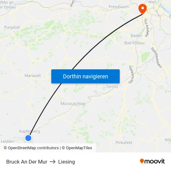 Bruck An Der Mur to Liesing map