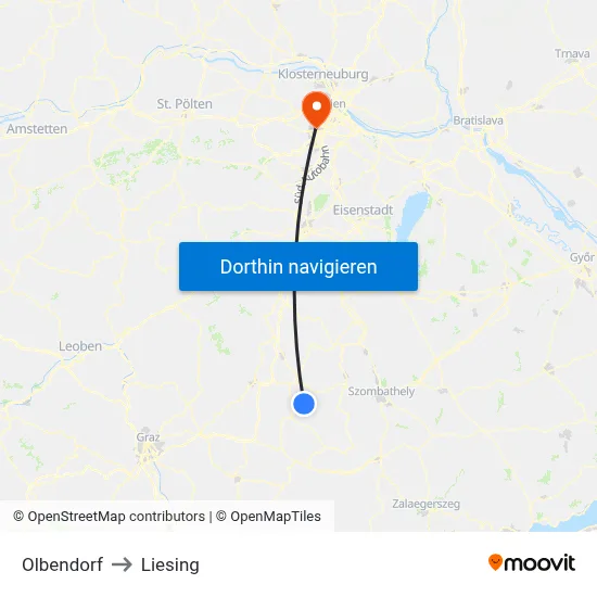 Olbendorf to Liesing map