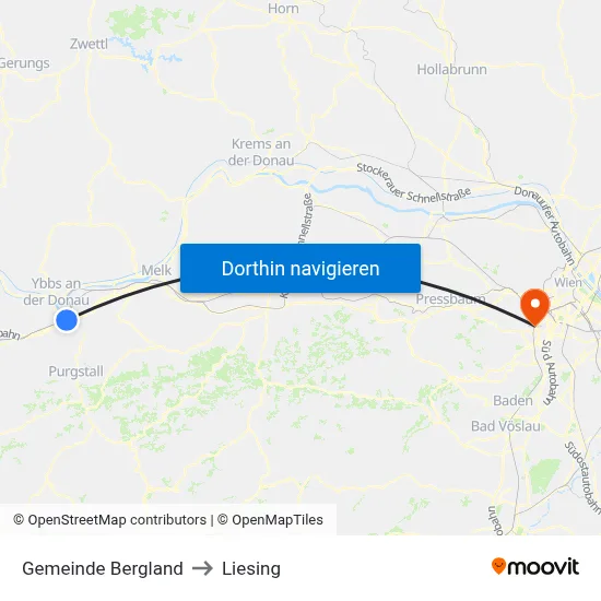 Gemeinde Bergland to Liesing map
