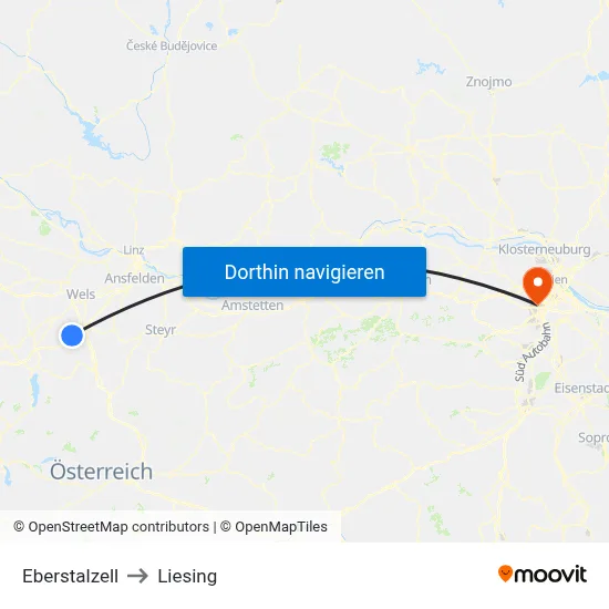 Eberstalzell to Liesing map