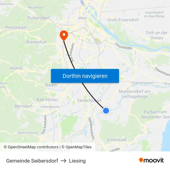 Gemeinde Seibersdorf to Liesing map