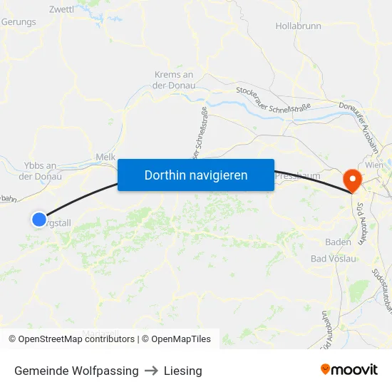 Gemeinde Wolfpassing to Liesing map