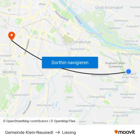 Gemeinde Klein-Neusiedl to Liesing map