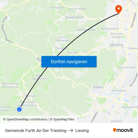 Gemeinde Furth An Der Triesting to Liesing map