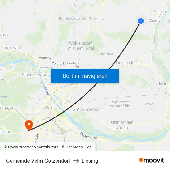 Gemeinde Velm-Götzendorf to Liesing map