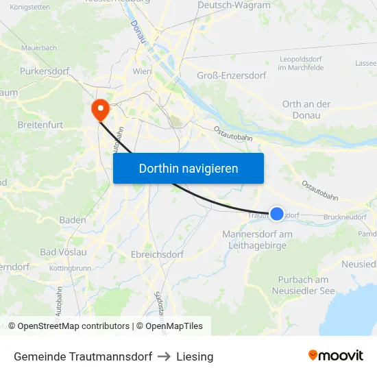 Gemeinde Trautmannsdorf to Liesing map
