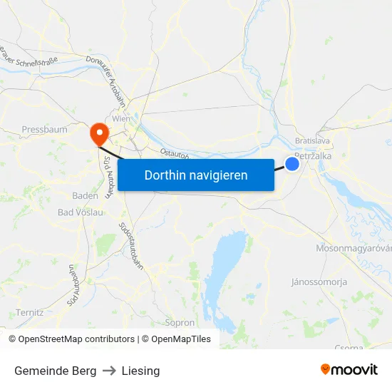 Gemeinde Berg to Liesing map