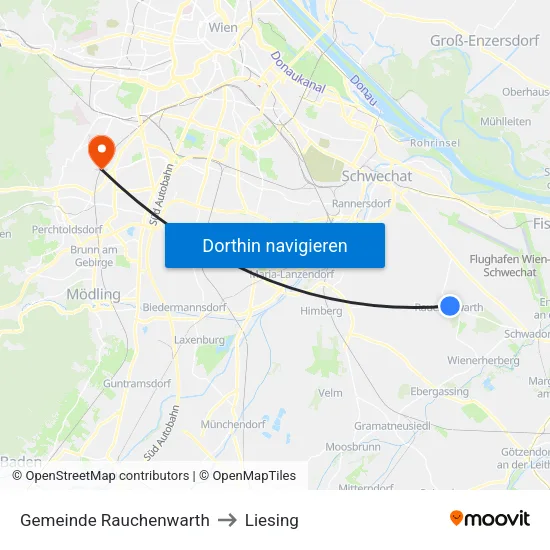 Gemeinde Rauchenwarth to Liesing map