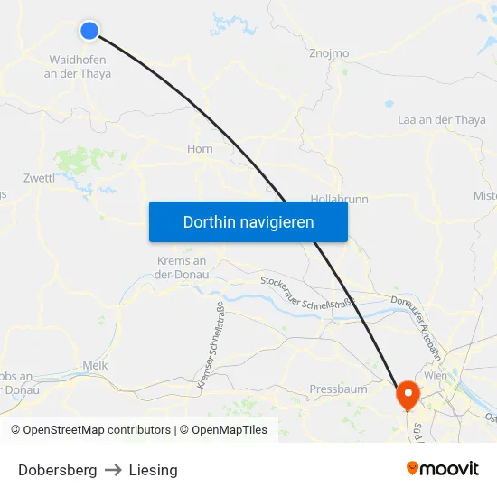Dobersberg to Liesing map