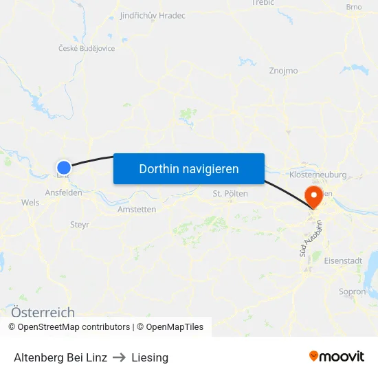 Altenberg Bei Linz to Liesing map