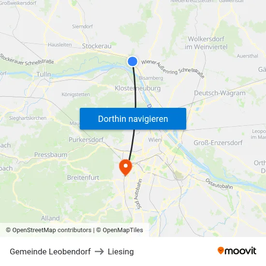 Gemeinde Leobendorf to Liesing map