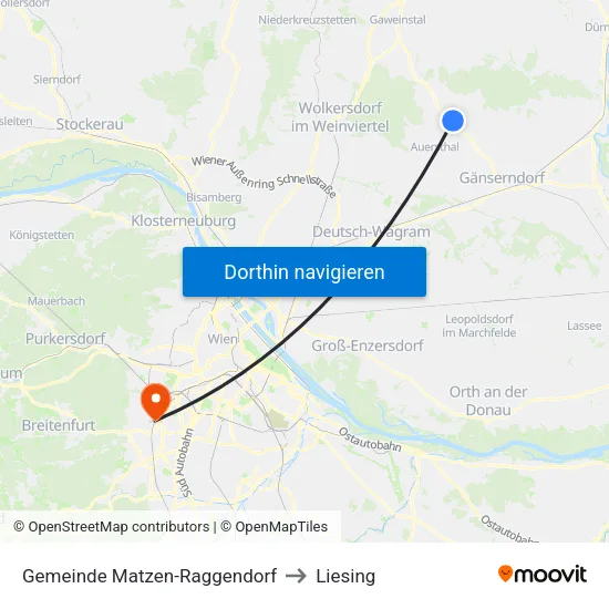 Gemeinde Matzen-Raggendorf to Liesing map