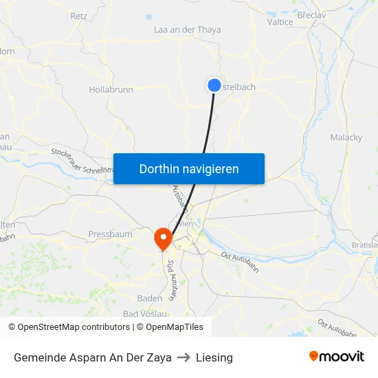 Gemeinde Asparn An Der Zaya to Liesing map
