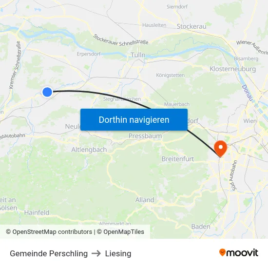 Gemeinde Perschling to Liesing map