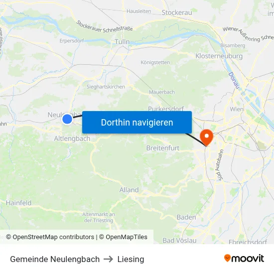 Gemeinde Neulengbach to Liesing map
