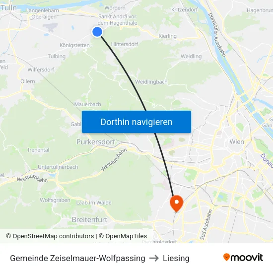 Gemeinde Zeiselmauer-Wolfpassing to Liesing map