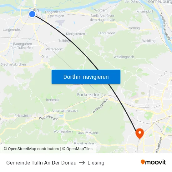Gemeinde Tulln An Der Donau to Liesing map