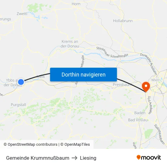 Gemeinde Krummnußbaum to Liesing map