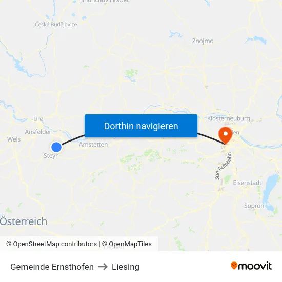 Gemeinde Ernsthofen to Liesing map