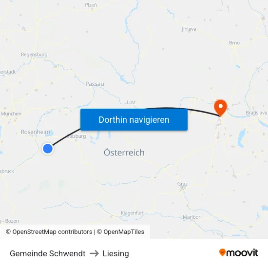 Gemeinde Schwendt to Liesing map