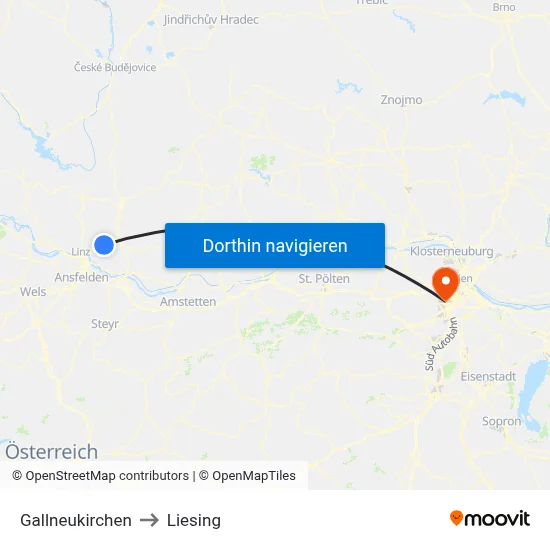 Gallneukirchen to Liesing map