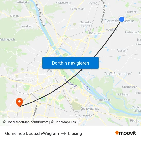 Gemeinde Deutsch-Wagram to Liesing map
