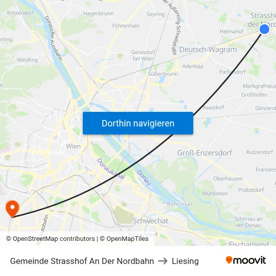 Gemeinde Strasshof An Der Nordbahn to Liesing map