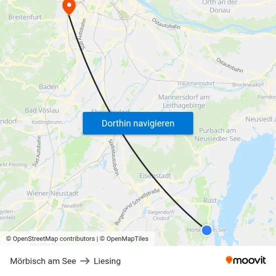 Mörbisch am See to Liesing map