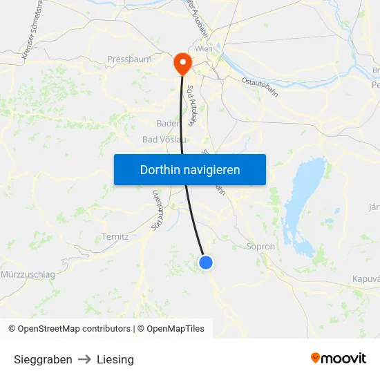 Sieggraben to Liesing map