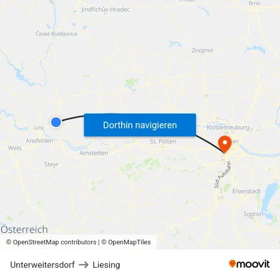 Unterweitersdorf to Liesing map
