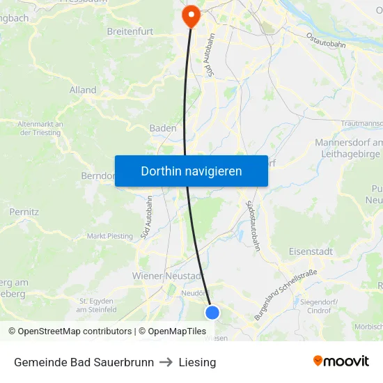 Gemeinde Bad Sauerbrunn to Liesing map