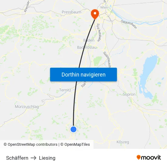 Schäffern to Liesing map