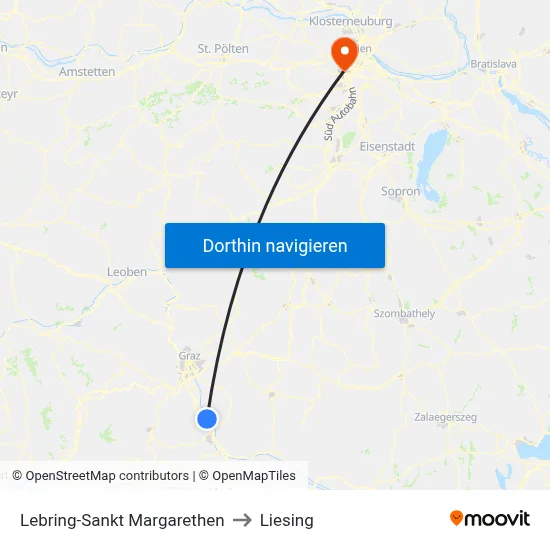 Lebring-Sankt Margarethen to Liesing map