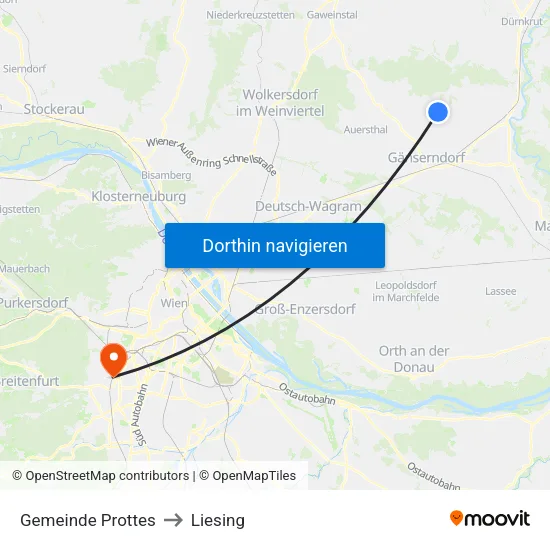 Gemeinde Prottes to Liesing map