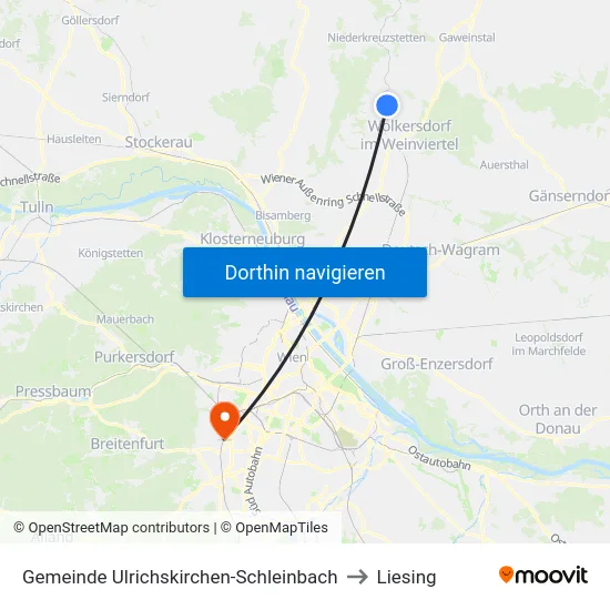 Gemeinde Ulrichskirchen-Schleinbach to Liesing map