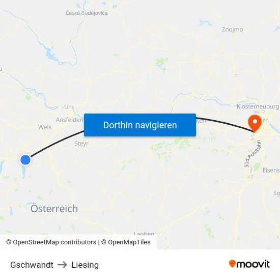Gschwandt to Liesing map