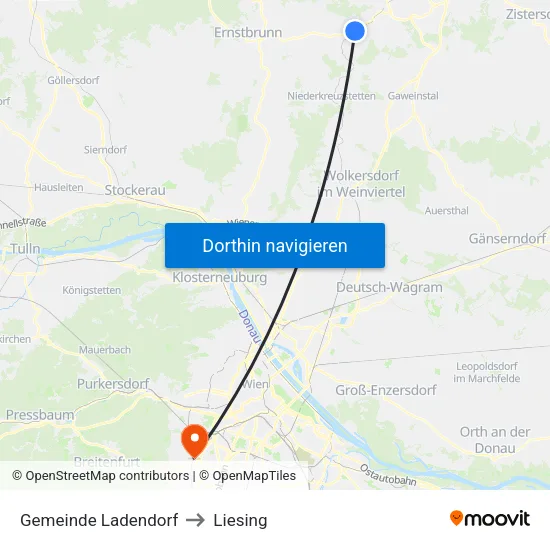 Gemeinde Ladendorf to Liesing map