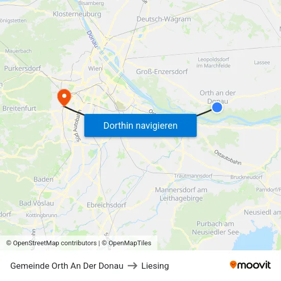 Gemeinde Orth An Der Donau to Liesing map